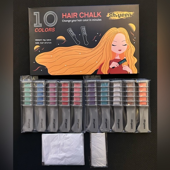 New - 10 Pc Temporary Hair Chalk Wax Combs for Kids, 10 Bright Washable Colors - Picture 9 of 15